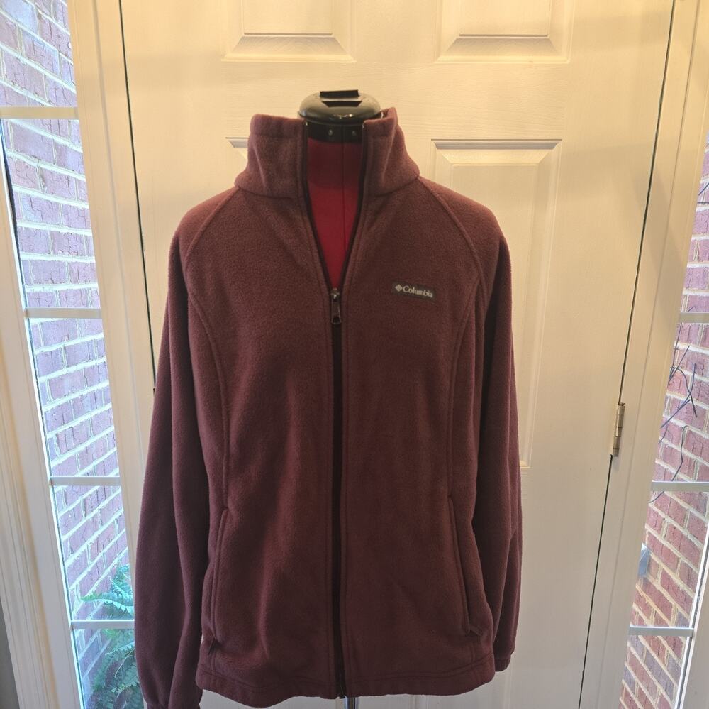 Columbia Women’s Full Zip Jacket Plum Solid Mid-Length Outdoor Casual Size XL
